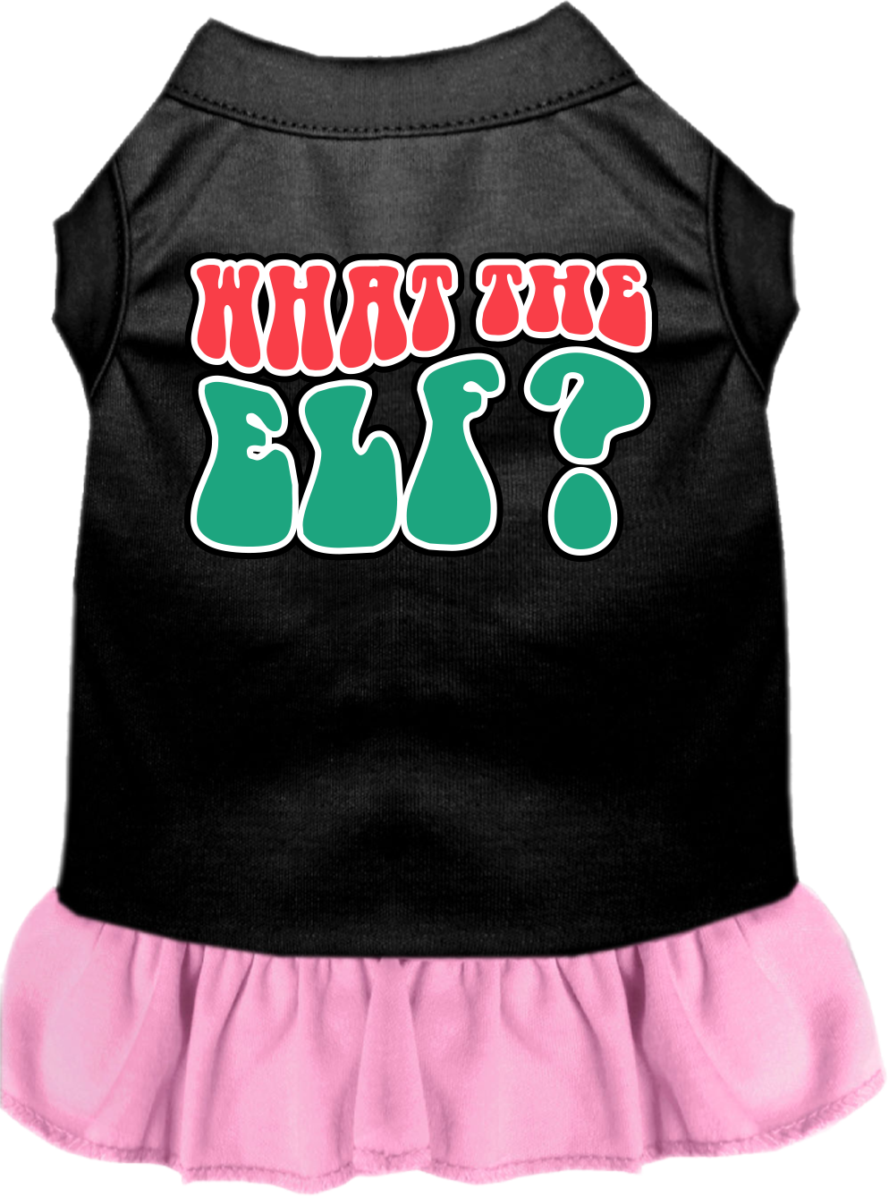 What the Elf Screen Print Dog Dress Black with Light Pink Size XXXL